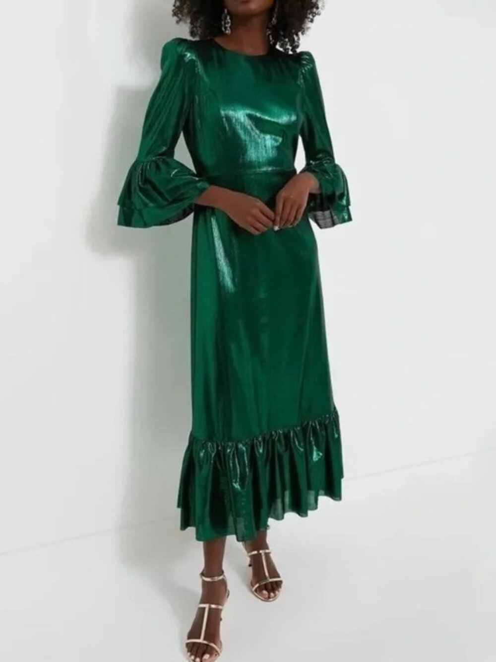 Tuckernuck Pomander Place Emerald Green Crinkle Lilith Formal Maxi Dress XL
